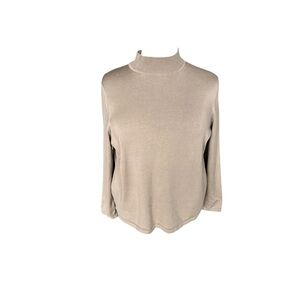 Pendleton Silk Blend Mock Neck Top 2X Plus – Taupe Minimalist Soft Luxe R26
